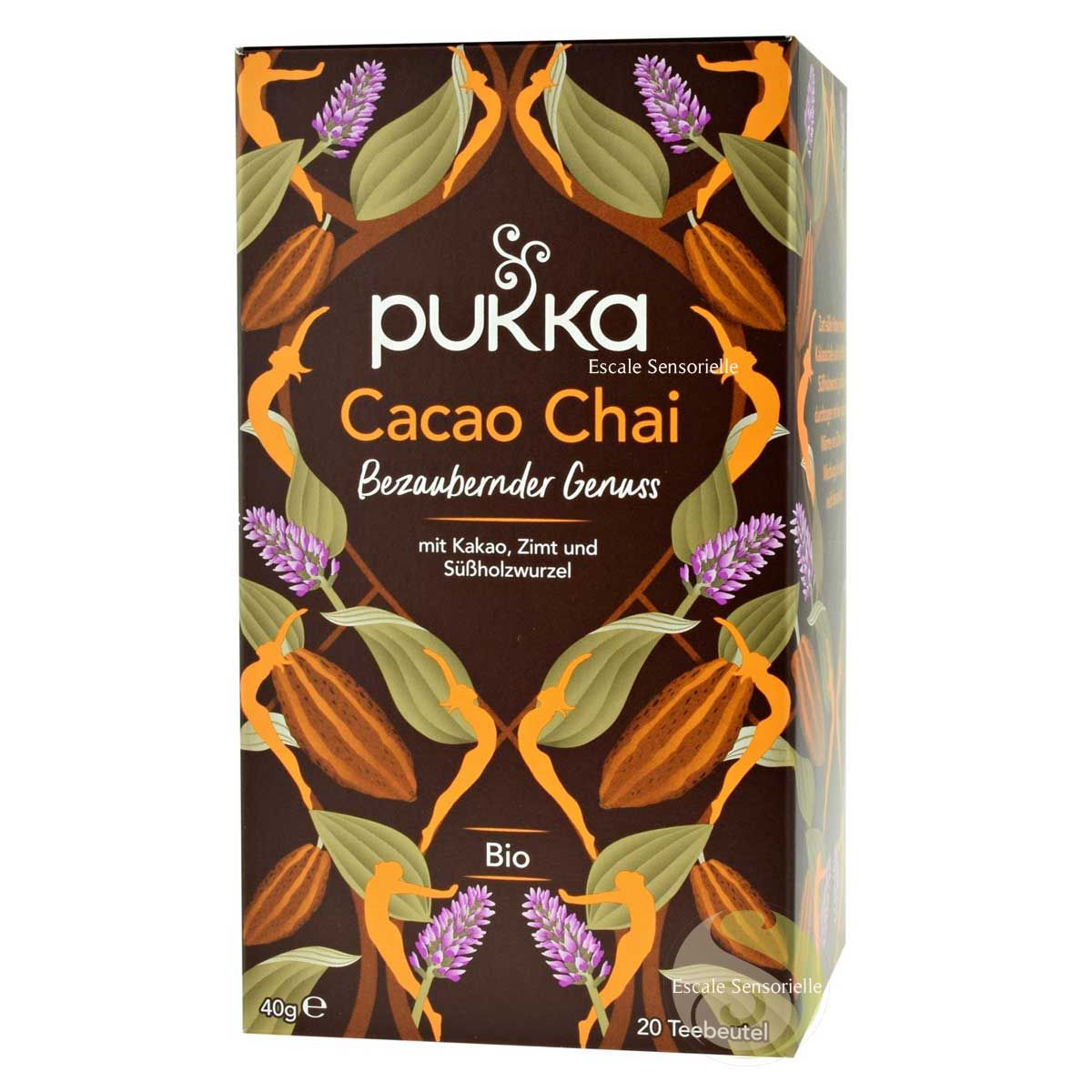 Cacao chai tisane Bio ayurvédique réglisse cannelle Pukka