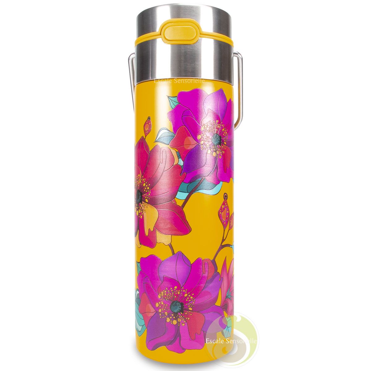 Poppy yellow bouteille nomade isotherme double paroi inox Leeza by eigenart