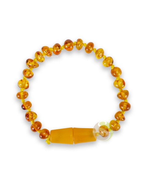 Bracelet bébé en ambre cognac pour soulager les poussées dentaires