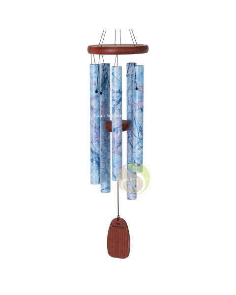 Carillon 61 cm marbré en aluminium bleu azur et bois de fresnes accordé Woodstock Chimes