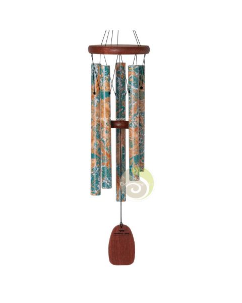 Carillon marbré vert émeraude 5 tubes aluminium et bois de fresnes Woodstock Chimes