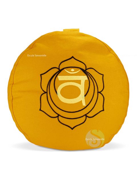 Coussin 2ème chakra orange 36cm brodé pour méditer