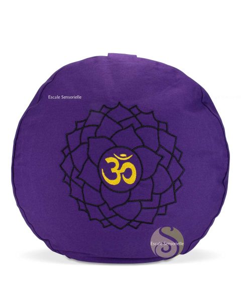 Coussin 7ème chakra pourpre 36cm brodé pour méditer