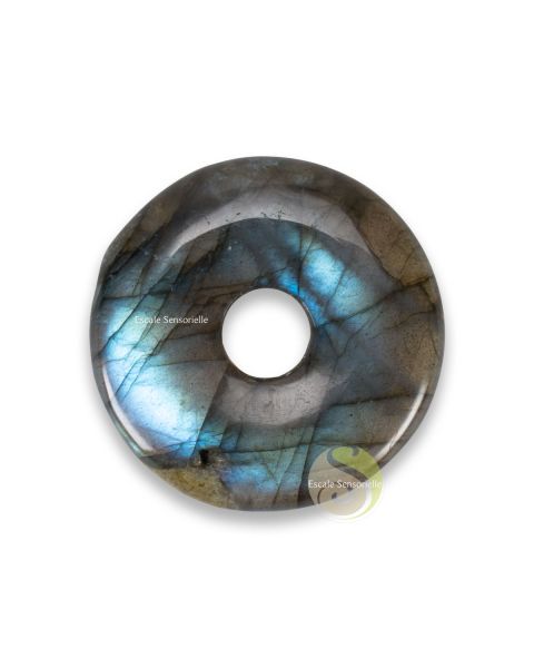 Pendentif labradorite donut 30 mm pierre naturelle bijoux pi chinois