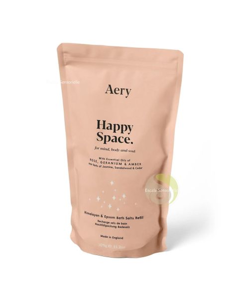 Sel de bain happy space au parfum rose, géranium et ambre