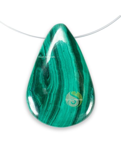 Pendentif malachite avec tour de cou bijoux pierre minérale pièce unique