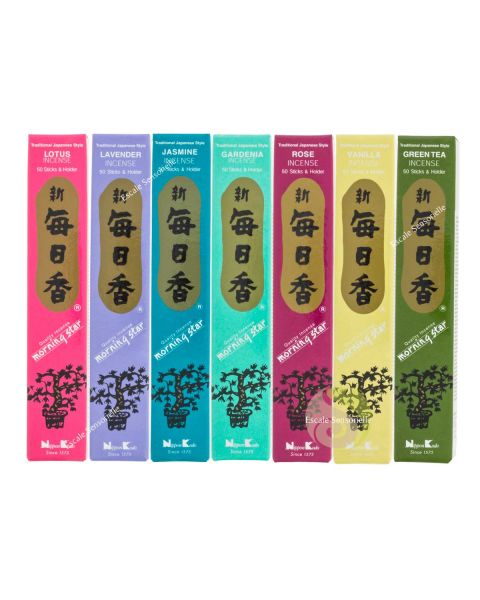 Collection 7 fragrances florales Morning star 50 sticks avec support céramique