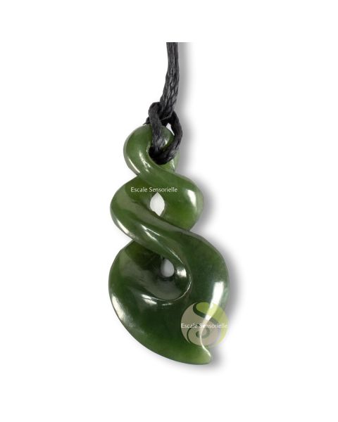 Maori double twist jade vert pendentif traditionnel polynésien