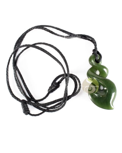 Pendentif Maori jade vert double twist