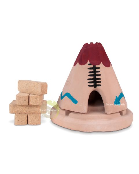 Tipi tepee teepee indien en terre cuite pour encens cônes bûches bois