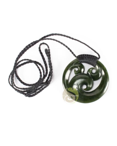 Pendentif Maori jade vert triple koru