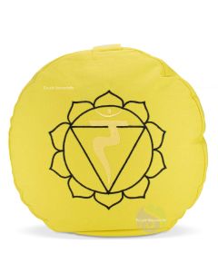 Coussin 3ème chakra jaune 36cm brodé pour méditer