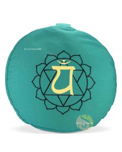 Coussin 4ème chakra vert 36cm brodé pour méditer