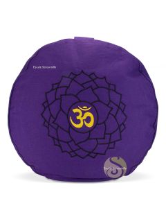 Coussin 7ème chakra pourpre 36cm brodé pour méditer