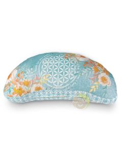 Coussin fuzen turquoise floral déhoussable en coton bio