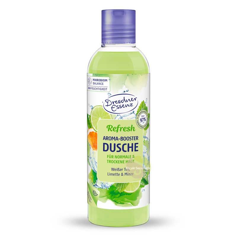 Gel douche refresh huiles essentielles naturelles de menthe et de citron vert Dresdner Essenz VEGAN  