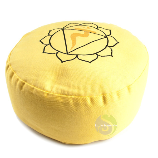 Zafu méditation 3ème chakra solaire jaune Escale Sensorielle 