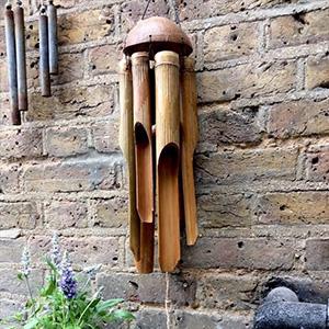 Carillon à vent effet bois de bambou 107 cm Omsaé - Deco zen
